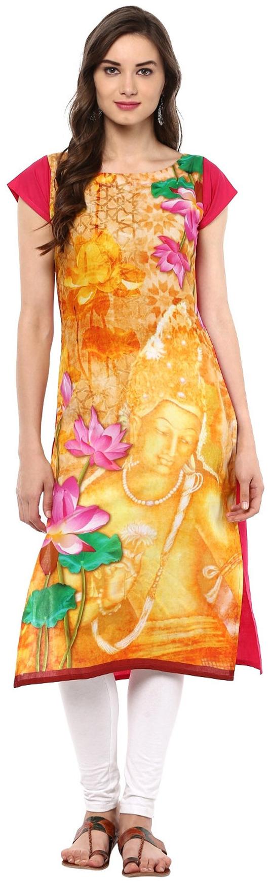 

Ahalyaa Women Yellow Printed Straight Kurta