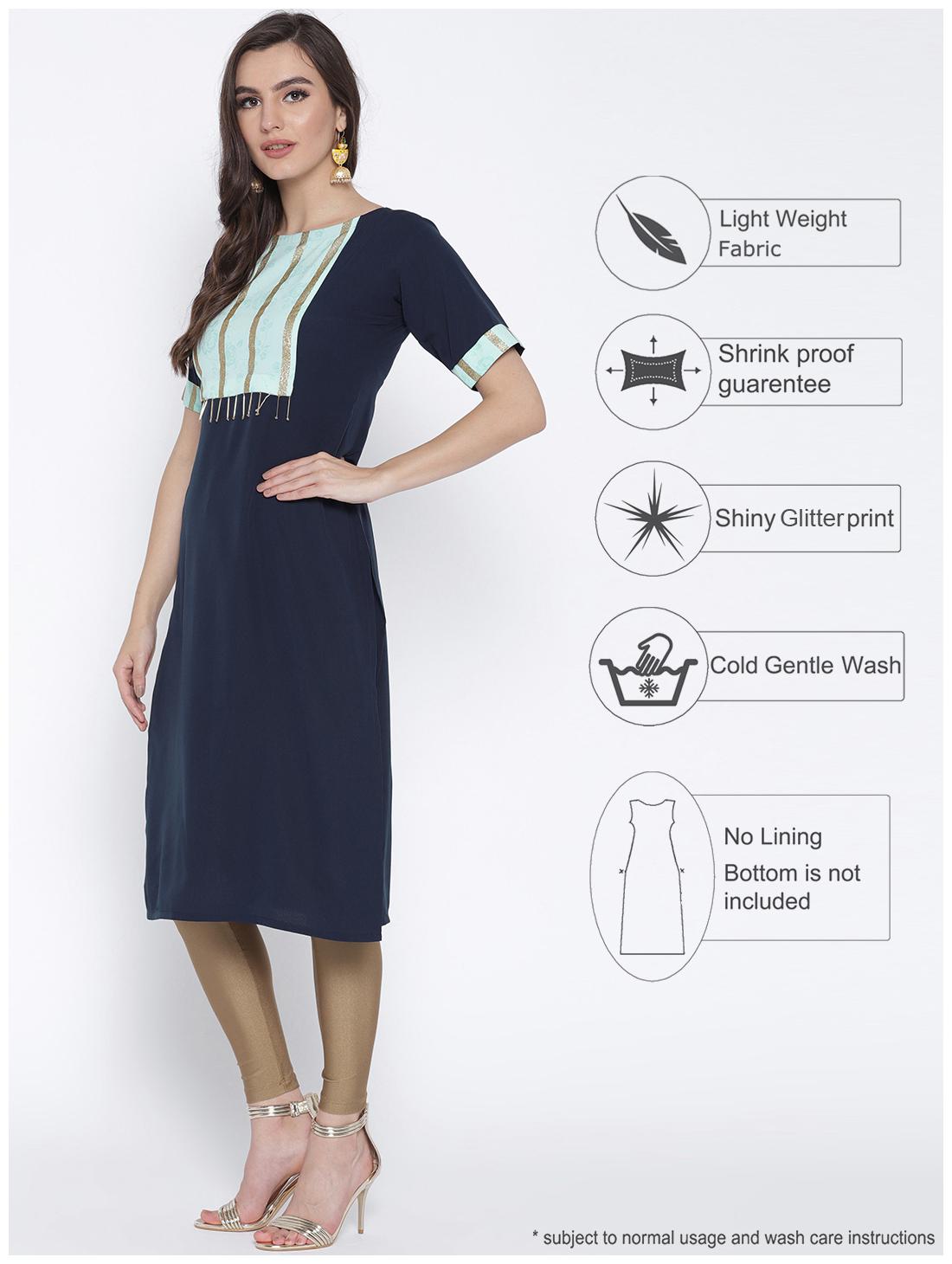 

Ahalyaa Women Blue Printed Straight Kurta