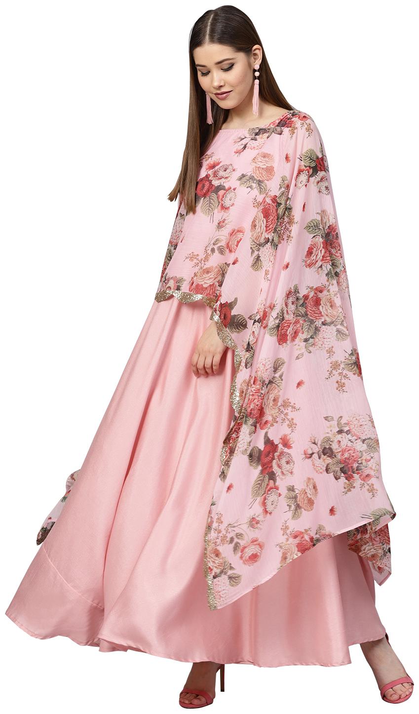 

Ahalyaa Women Polyester Floral Kurta Pink