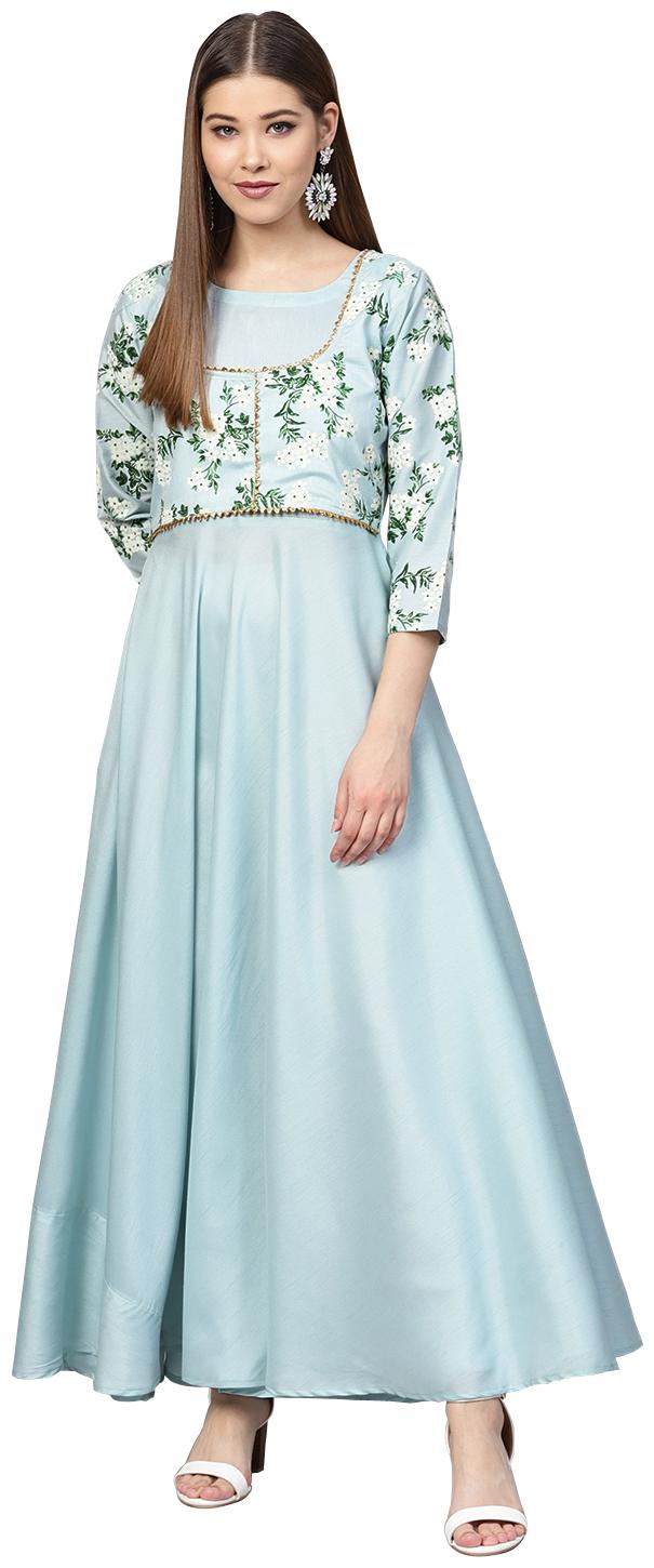 

Ahalyaa Women Polyester Embroidered Kurta Blue