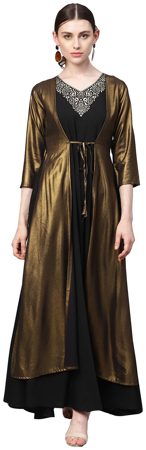 

Ahalyaa Women Crepe Printed Kurta Black