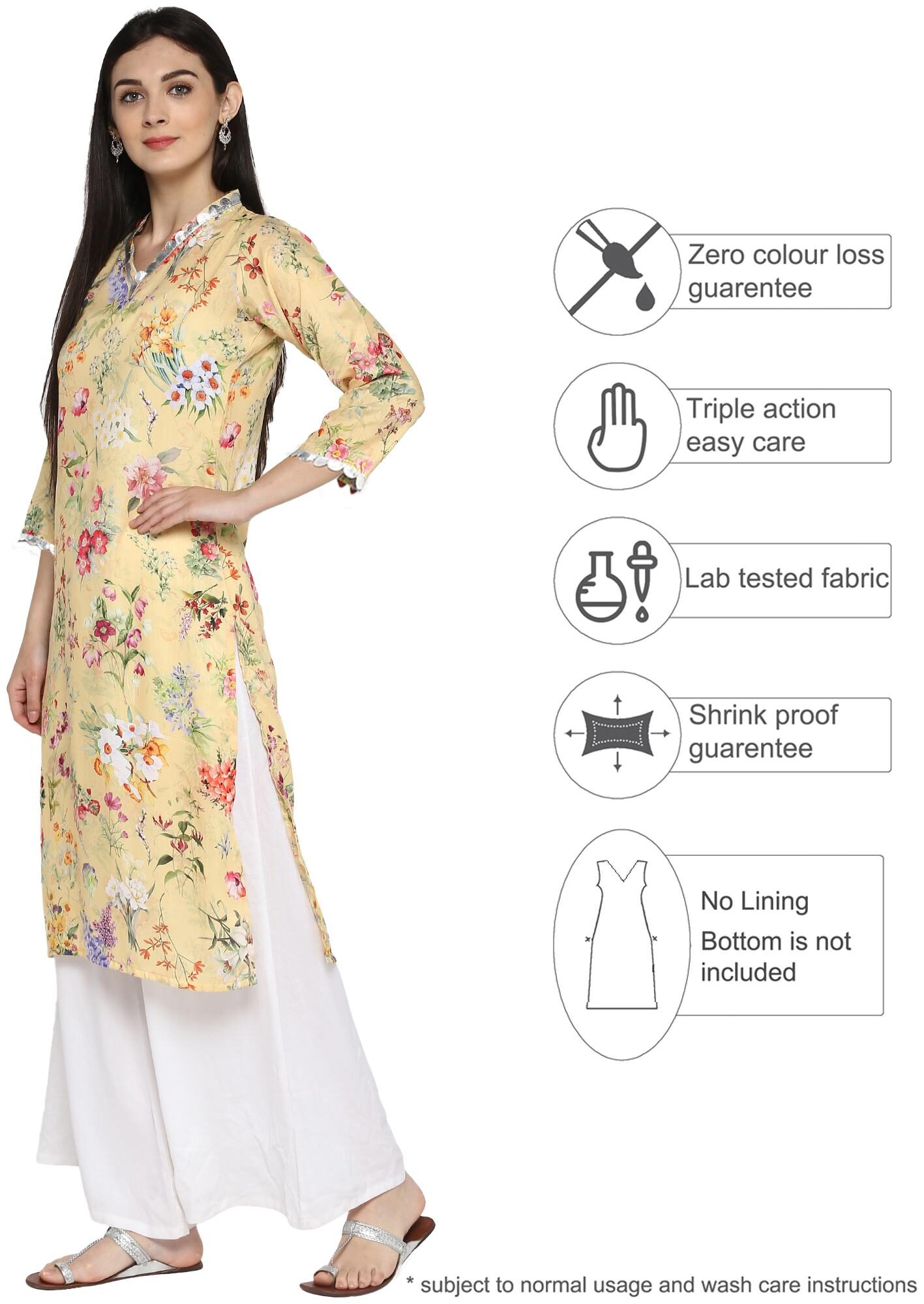 

Ahalyaa Women Yellow Printed Straight Kurta