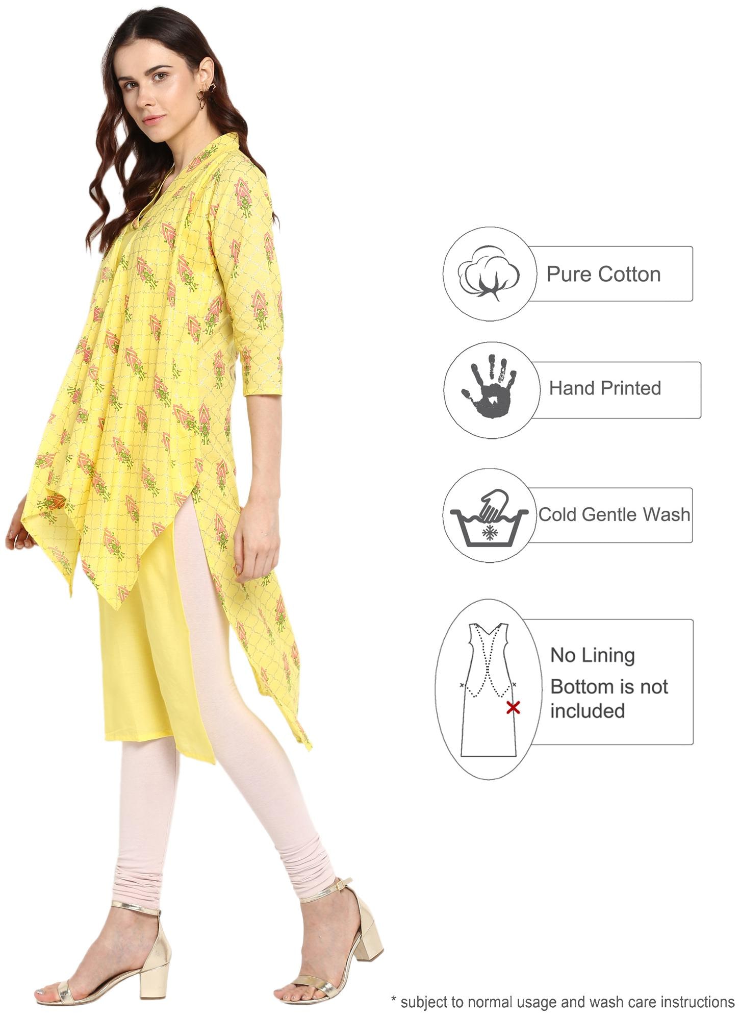 

Ahalyaa Women Yellow Printed Straight Kurta