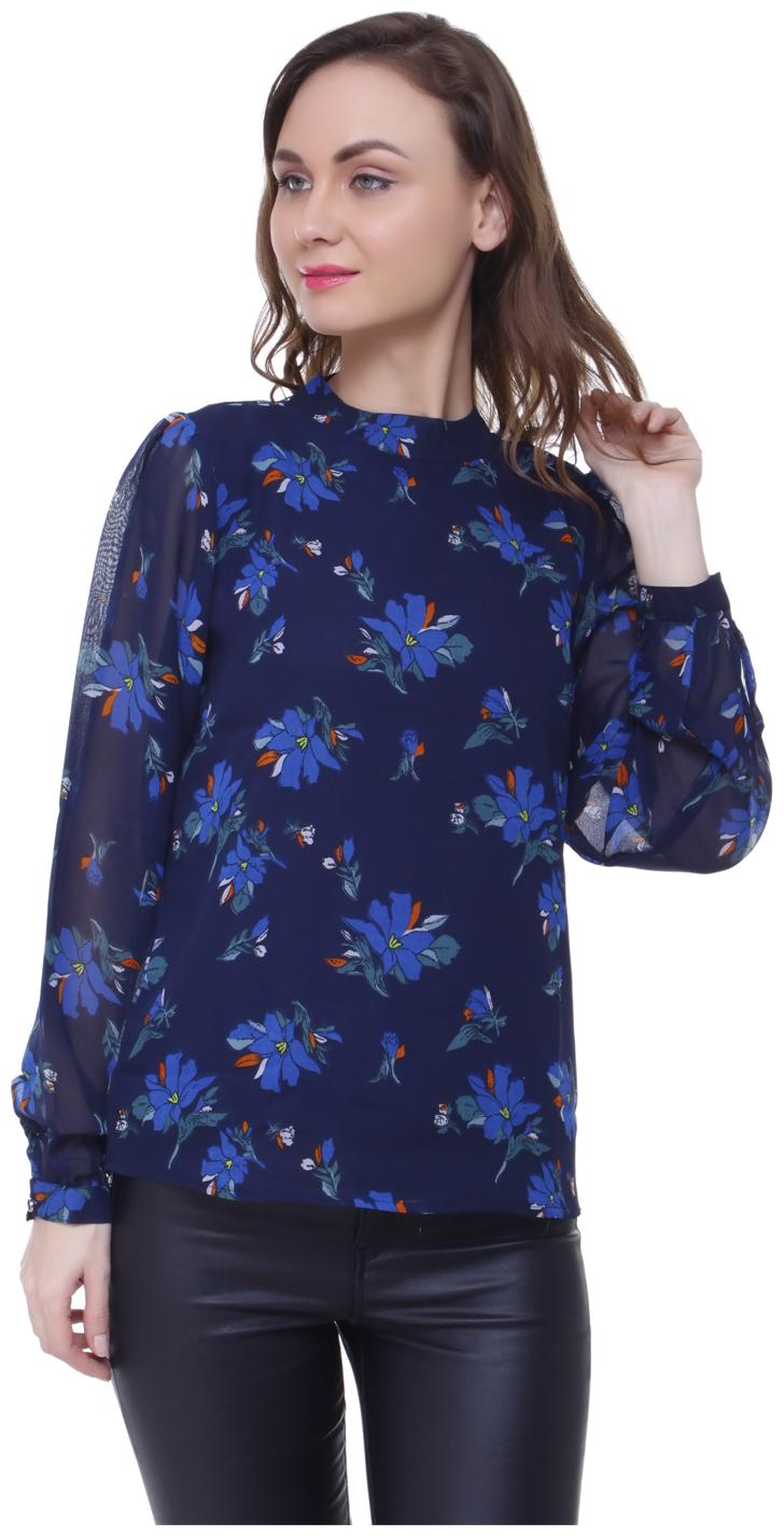 

AISA FASHION Women Printed Regular top - Blue