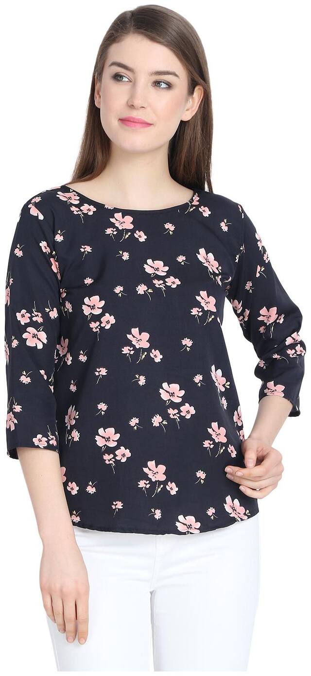 AISA FASHION Women Floral Regular top - Black