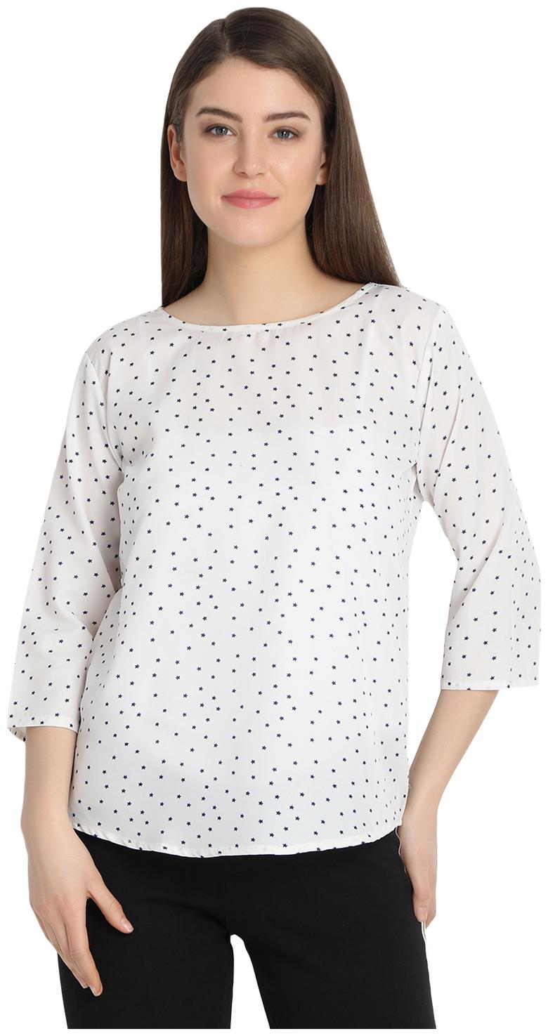 

AISA FASHION Women Printed Regular top - White