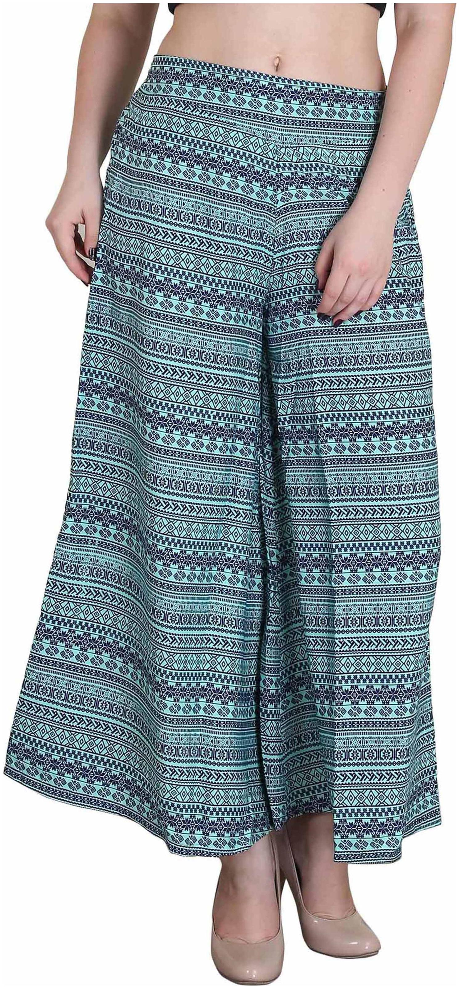 

AISA FASHION Blue Printed Flared Palazzo