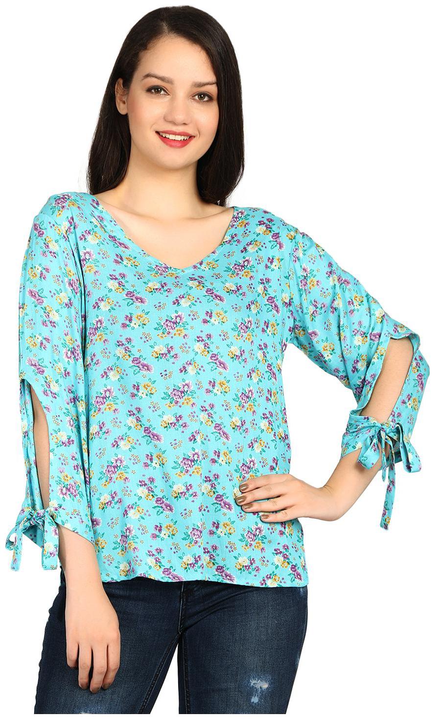 

AISA FASHION Women Printed Regular top - Blue