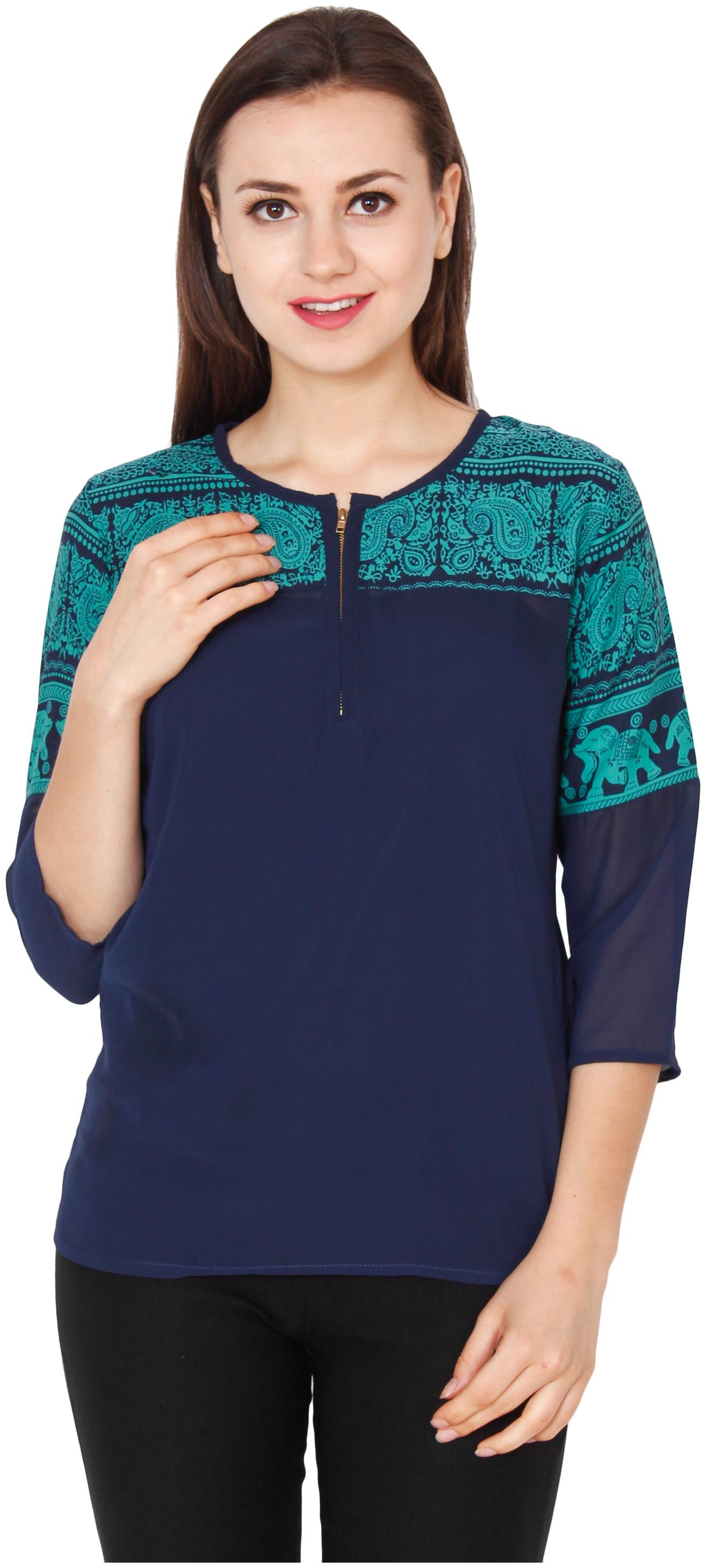 

AISA FASHION Women Solid Regular top - Blue