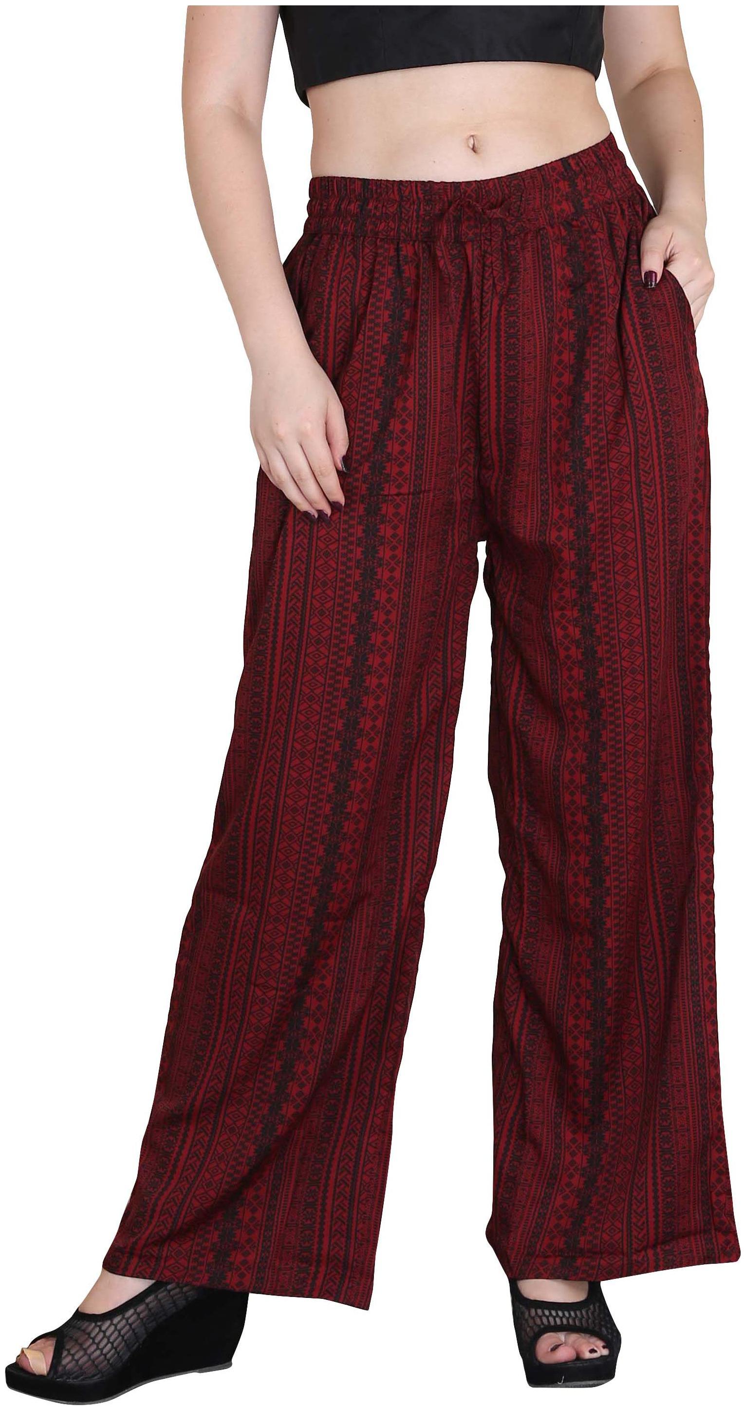 

AISA FASHION Maroon Printed Flared Palazzo