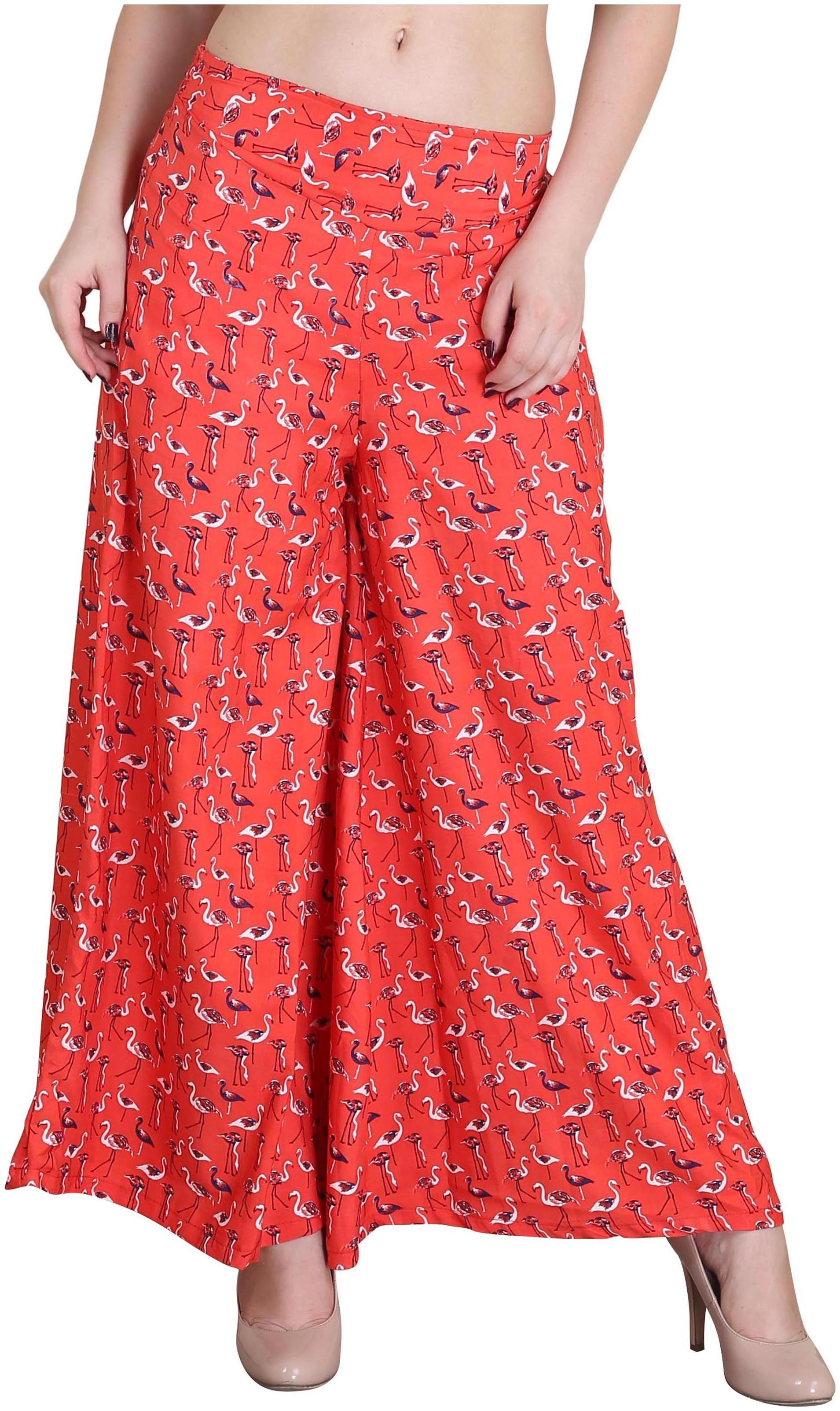 

AISA FASHION Orange Printed Flared Palazzo