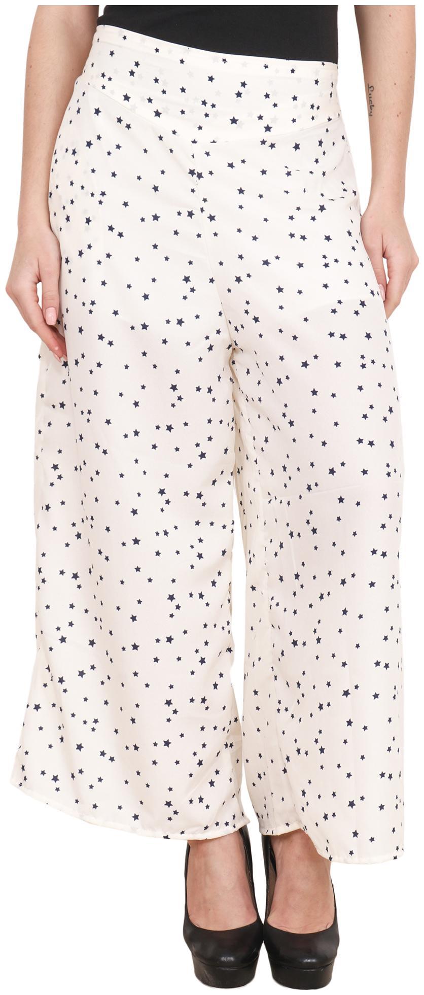 

AISA FASHION White Printed Flared Palazzo