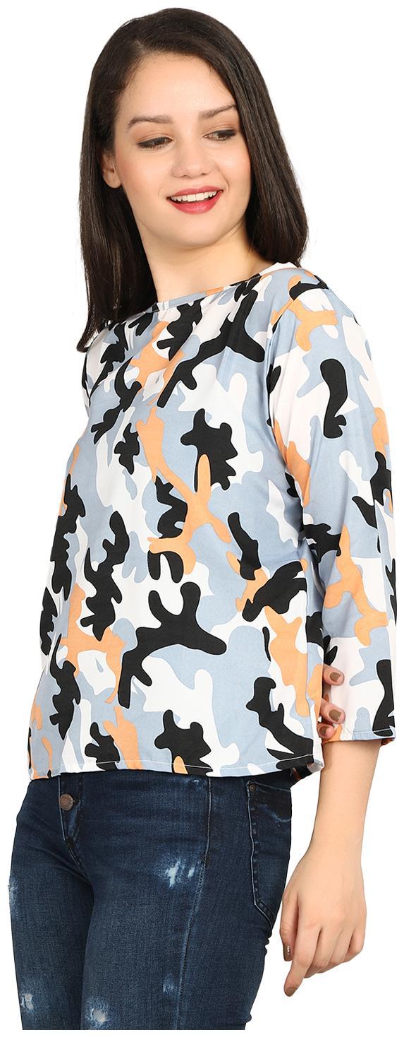

AISA FASHION Women Printed Regular top - White