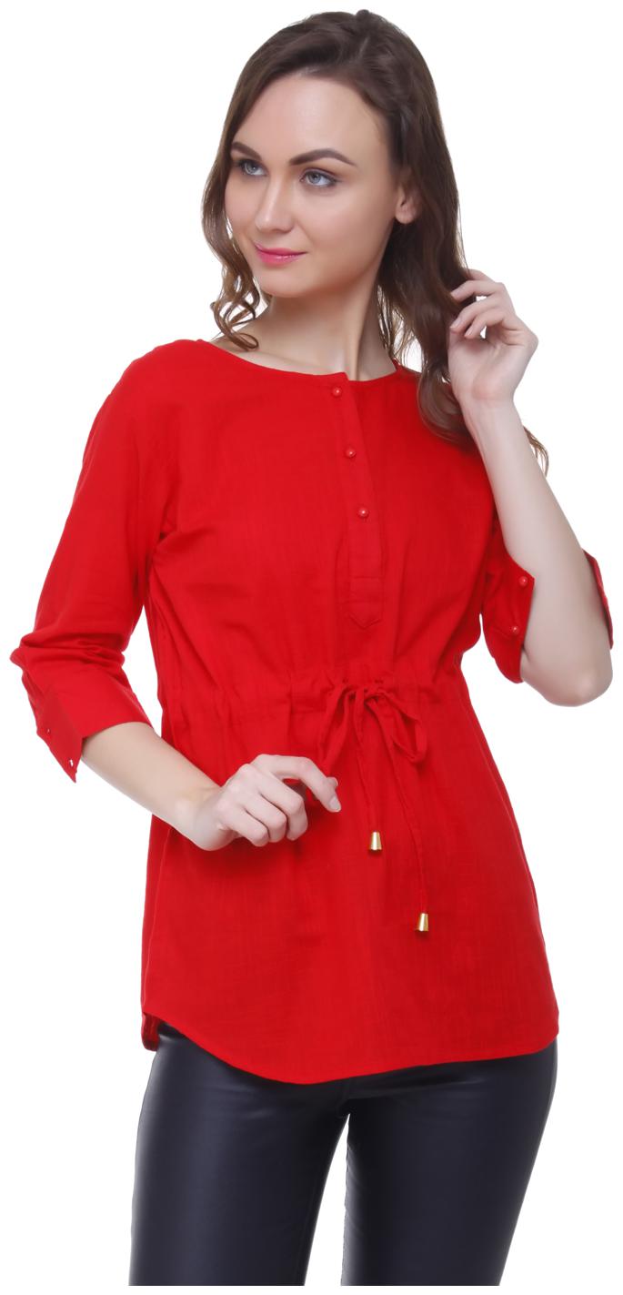 

AISA FASHION Women Solid Regular top - Red