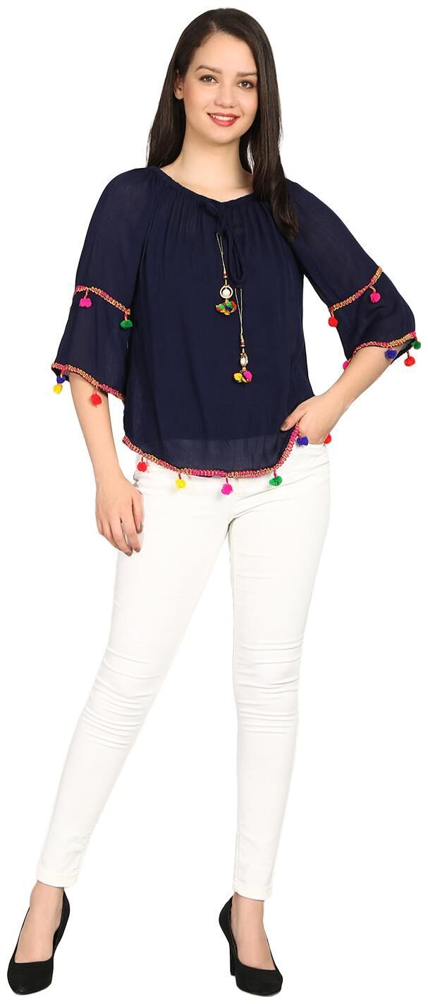 

AISA FASHION Women Solid Regular top - Blue
