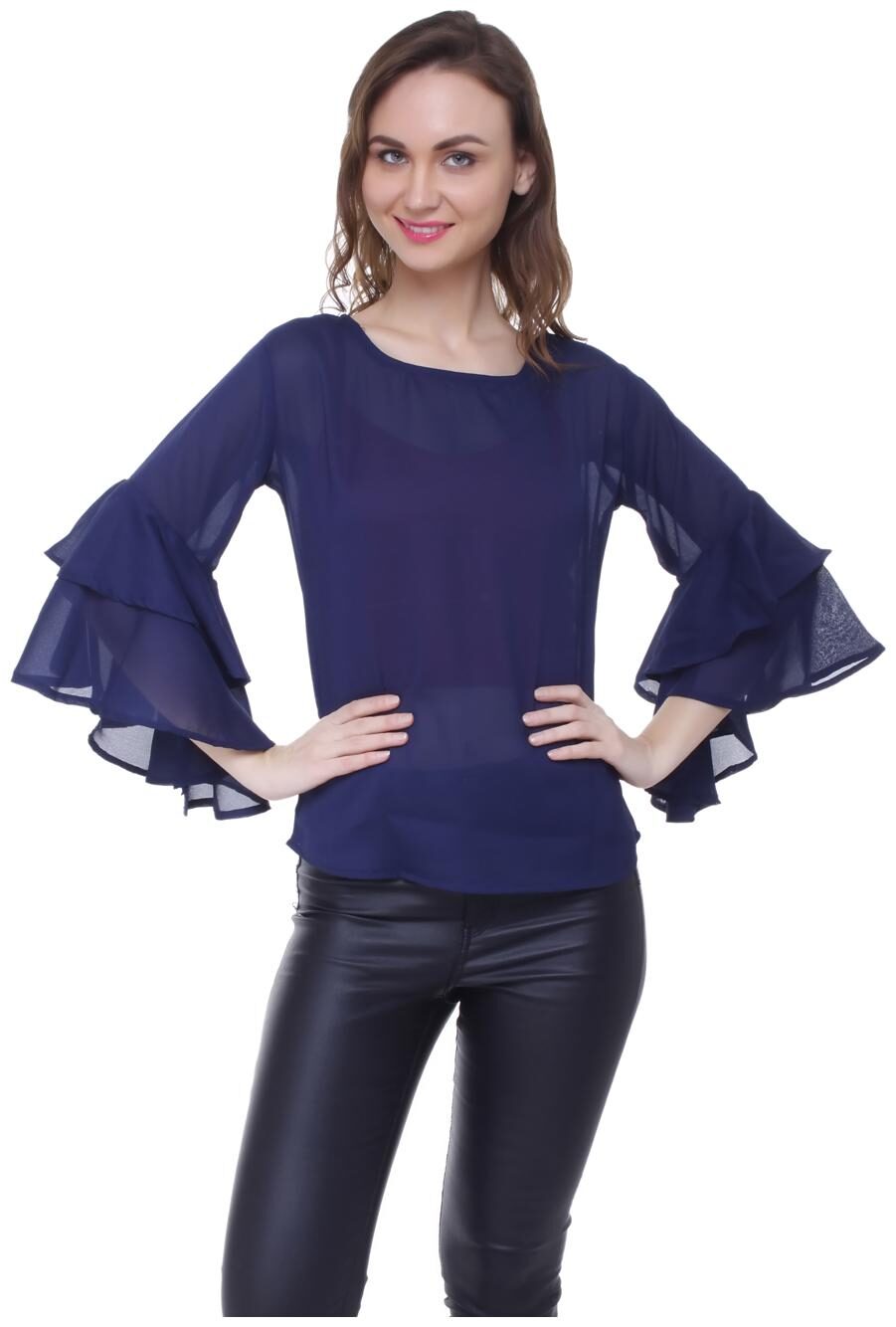 

AISA FASHION Women Solid Regular top - Blue