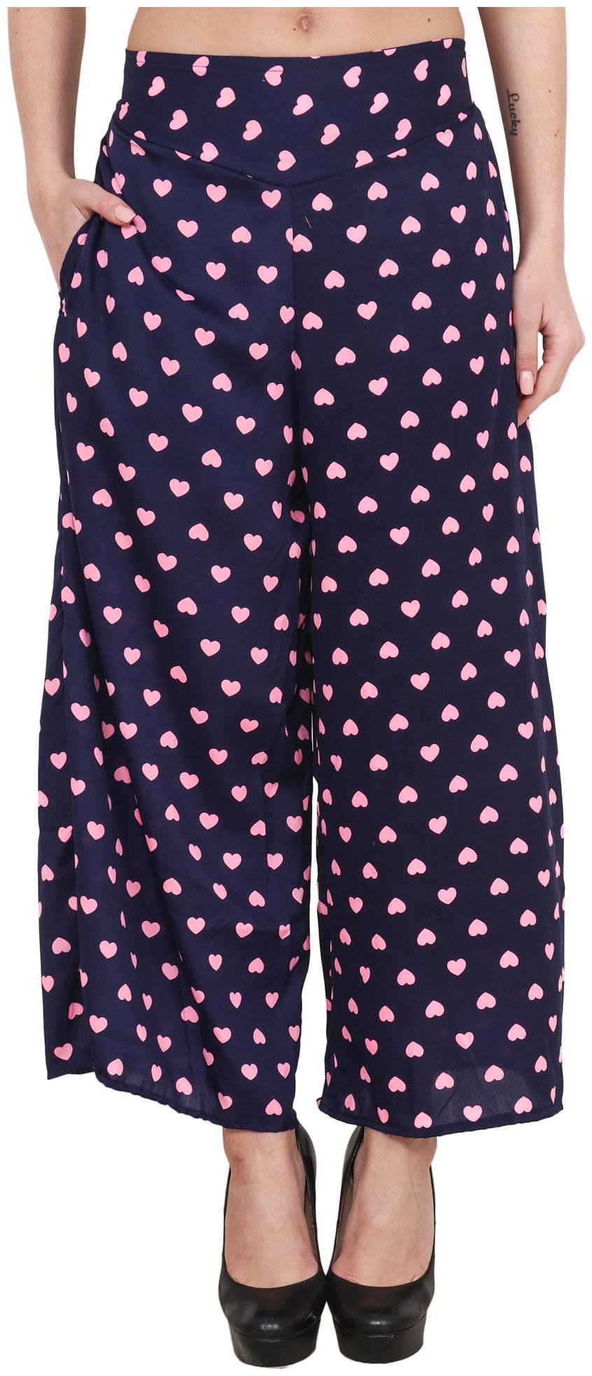 

AISA FASHION Pink Printed Flared Palazzo