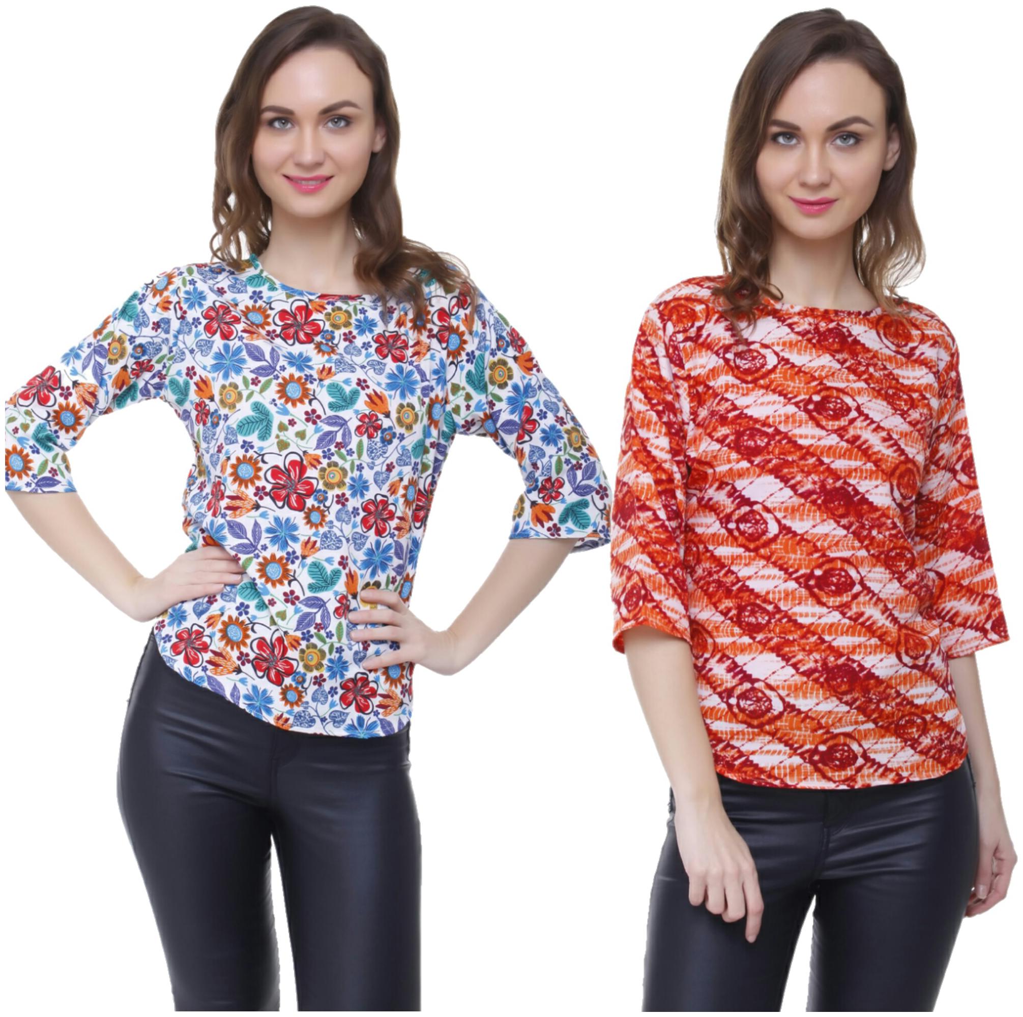 

AISA FASHION Women Printed Regular top - Orange