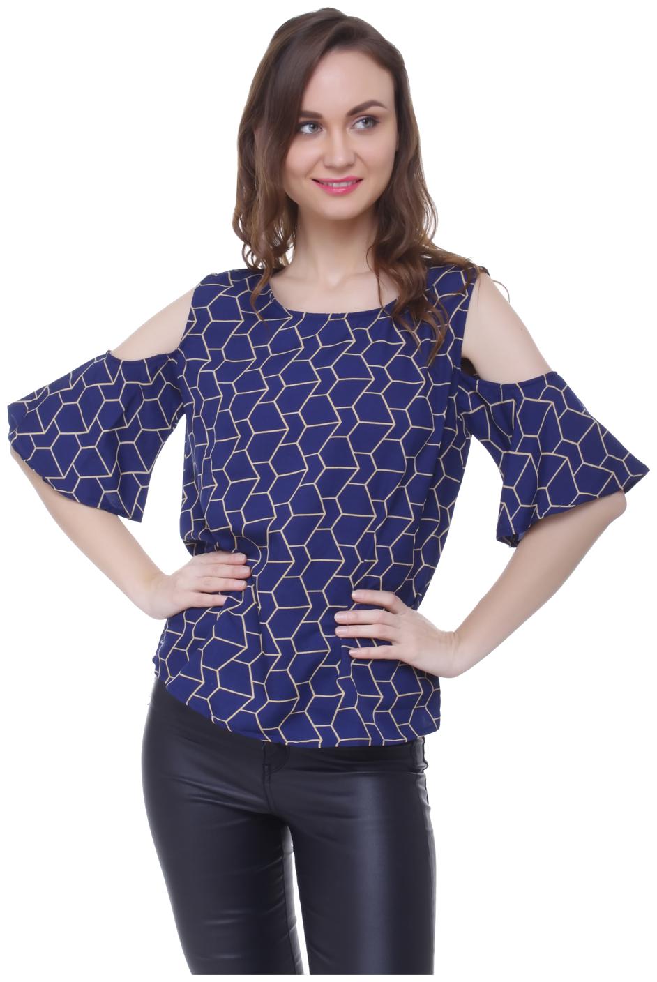 

AISA FASHION Women Printed Regular top - Blue