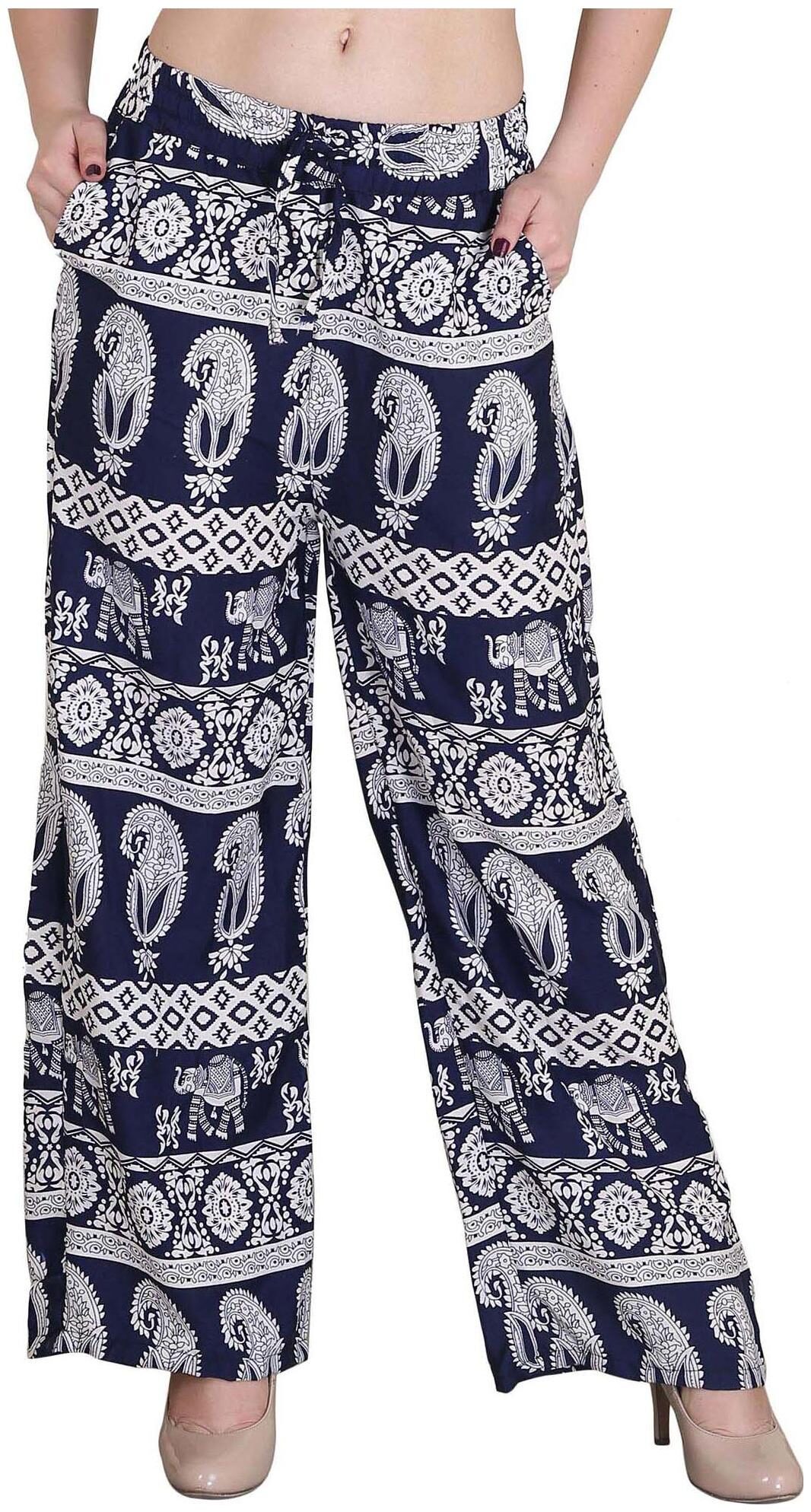 

AISA FASHION Blue Printed Flared Palazzo