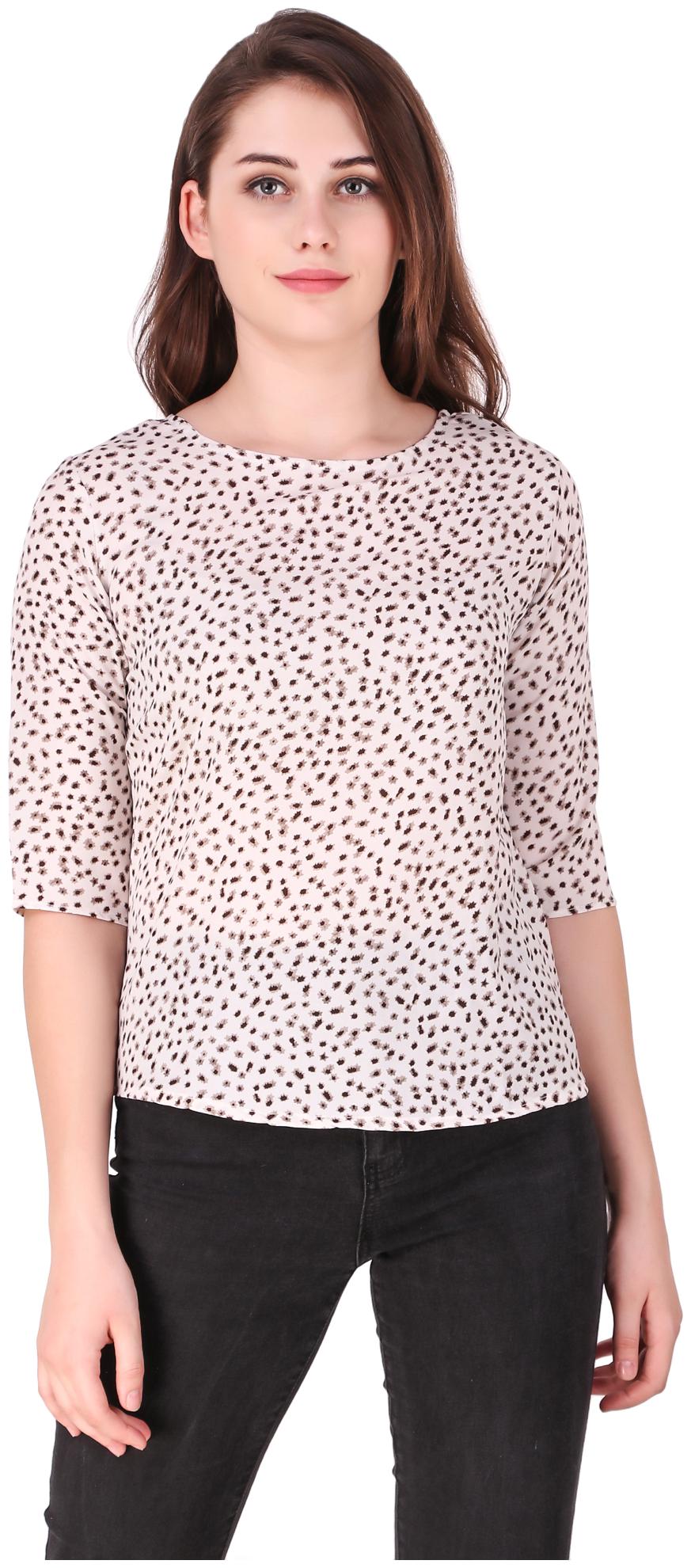 

AISA FASHION Women Printed Regular top - Beige