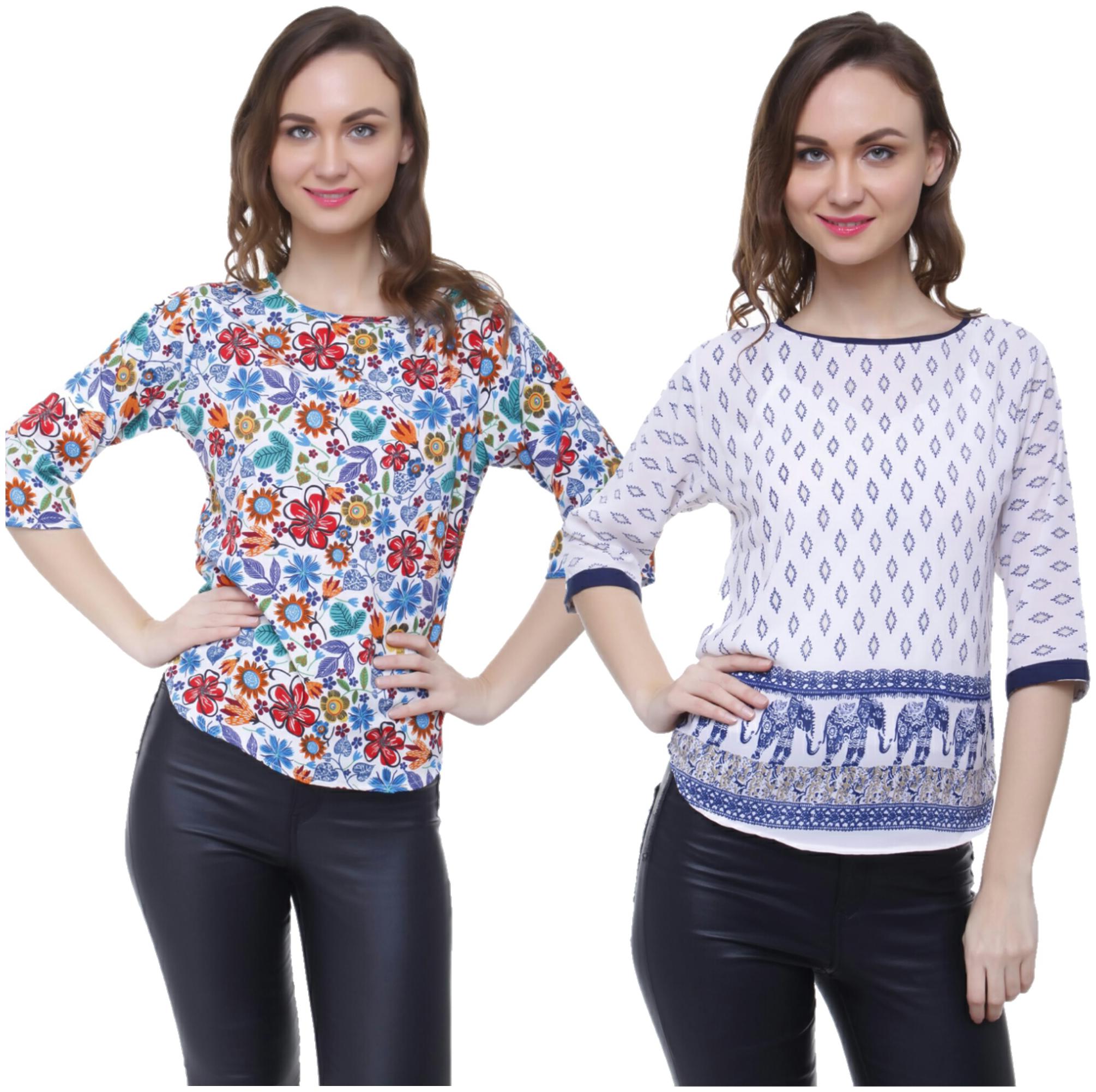 

AISA FASHION Women Printed Regular top - Blue