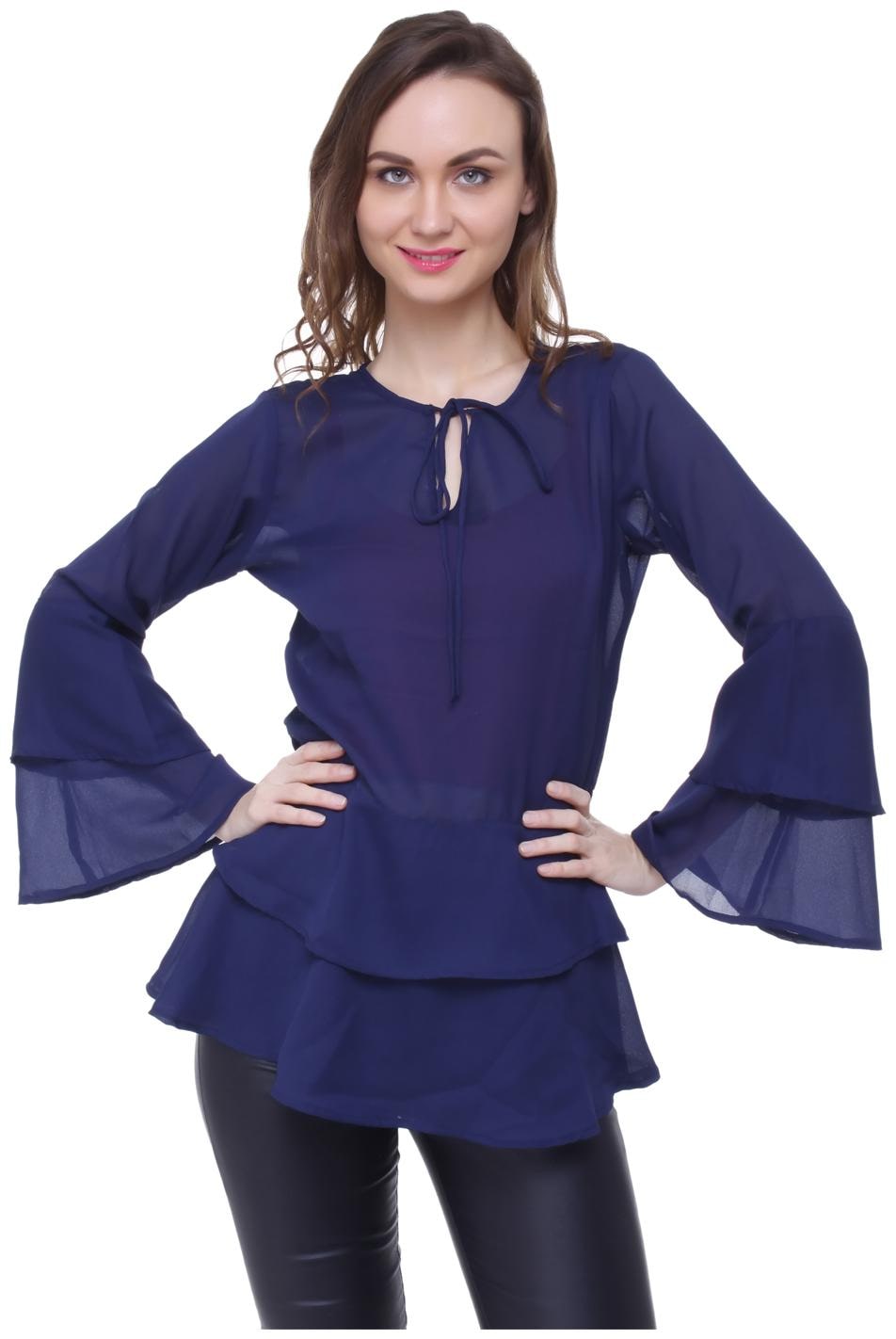 

AISA FASHION Women Solid Regular top - Blue