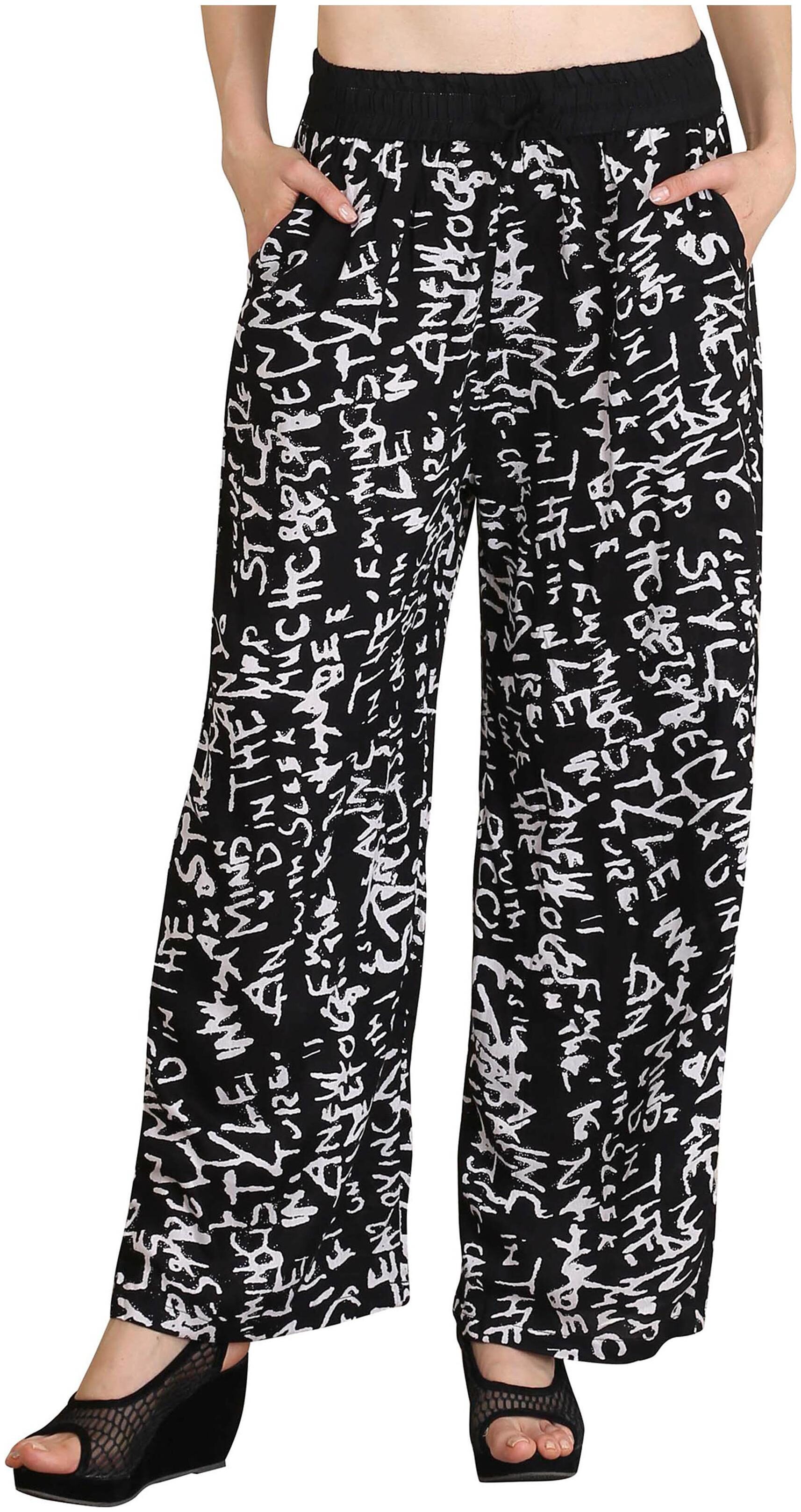 

AISA FASHION Black Printed Flared Palazzo