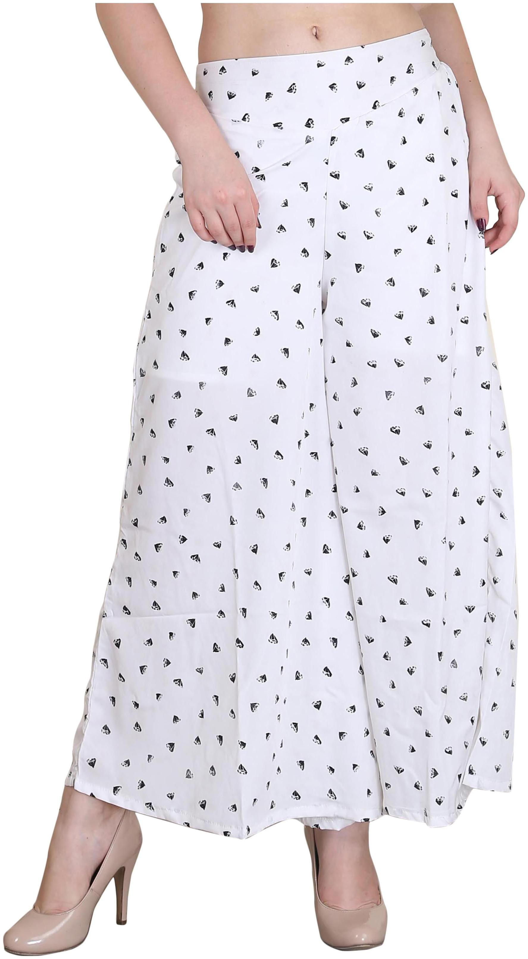 

AISA FASHION White Printed Flared Palazzo