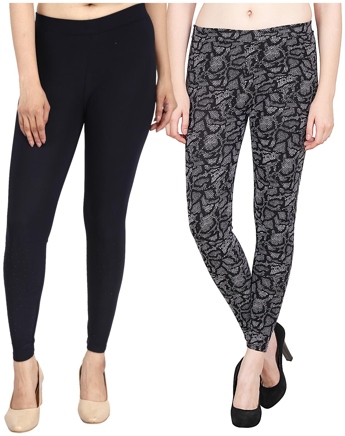 

Aiyra Women s Blended Printed Legging - Grey Black