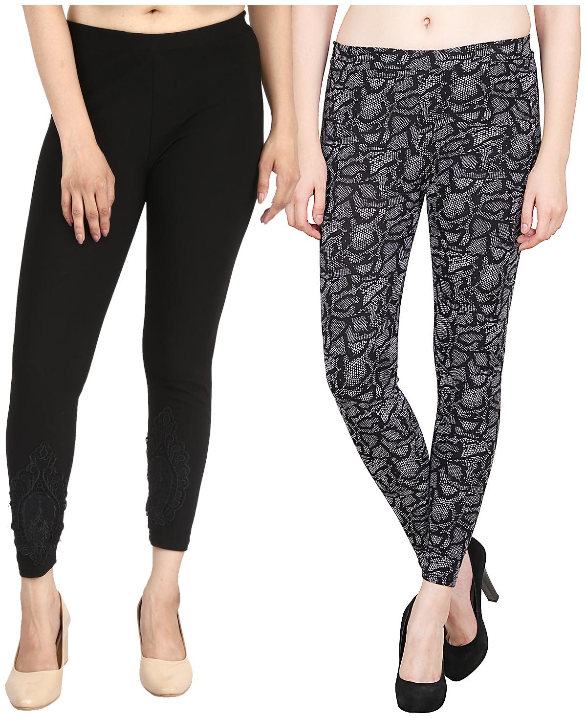 

Aiyra Women s Blended Printed Legging - Grey Black