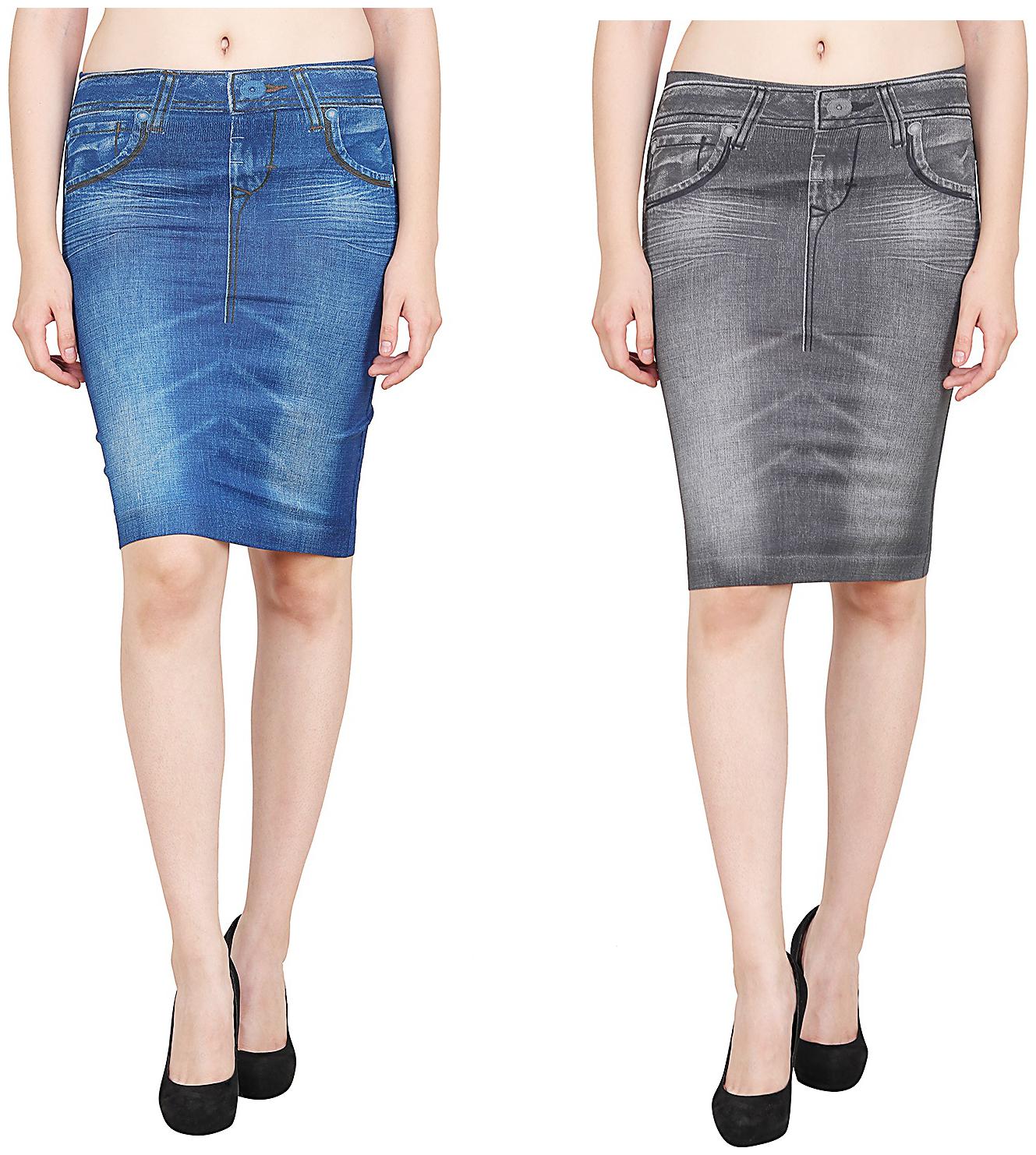 

Aiyra Solid Bodycon skirt Mini Skirt - Blue Grey