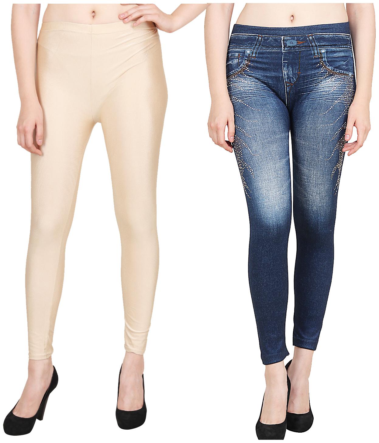 

Aiyra Women Beige Blue Skinny fit Jegging Jeans