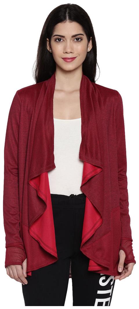 

Ajile by Pantaloons Women Slim Fit polyester Shrug Maroon M