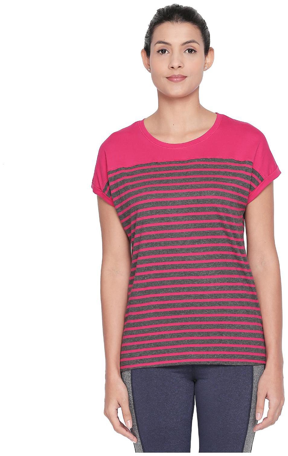 

Ajile By Pantaloons Women Pink Regular fit Round neck Cotton T shirt