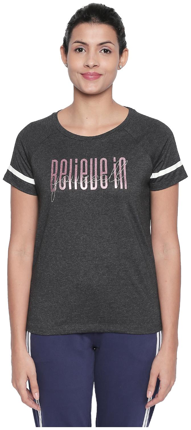 

Ajile By Pantaloons Women Grey Regular fit Round neck Cotton T shirt