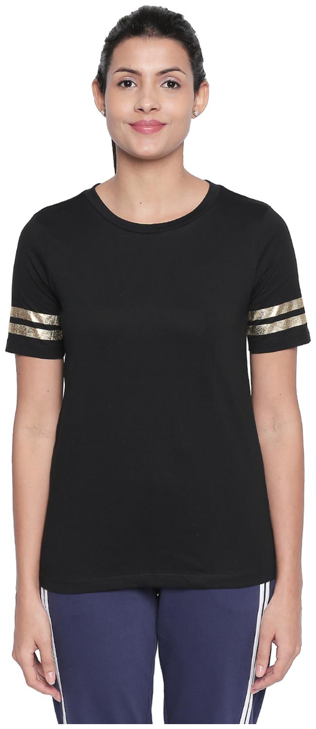 

Ajile By Pantaloons Women Black Regular fit Round neck Cotton T shirt