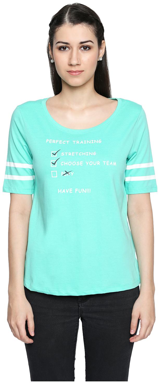 

Ajile By Pantaloons Women Green Regular fit Round neck Cotton T shirt