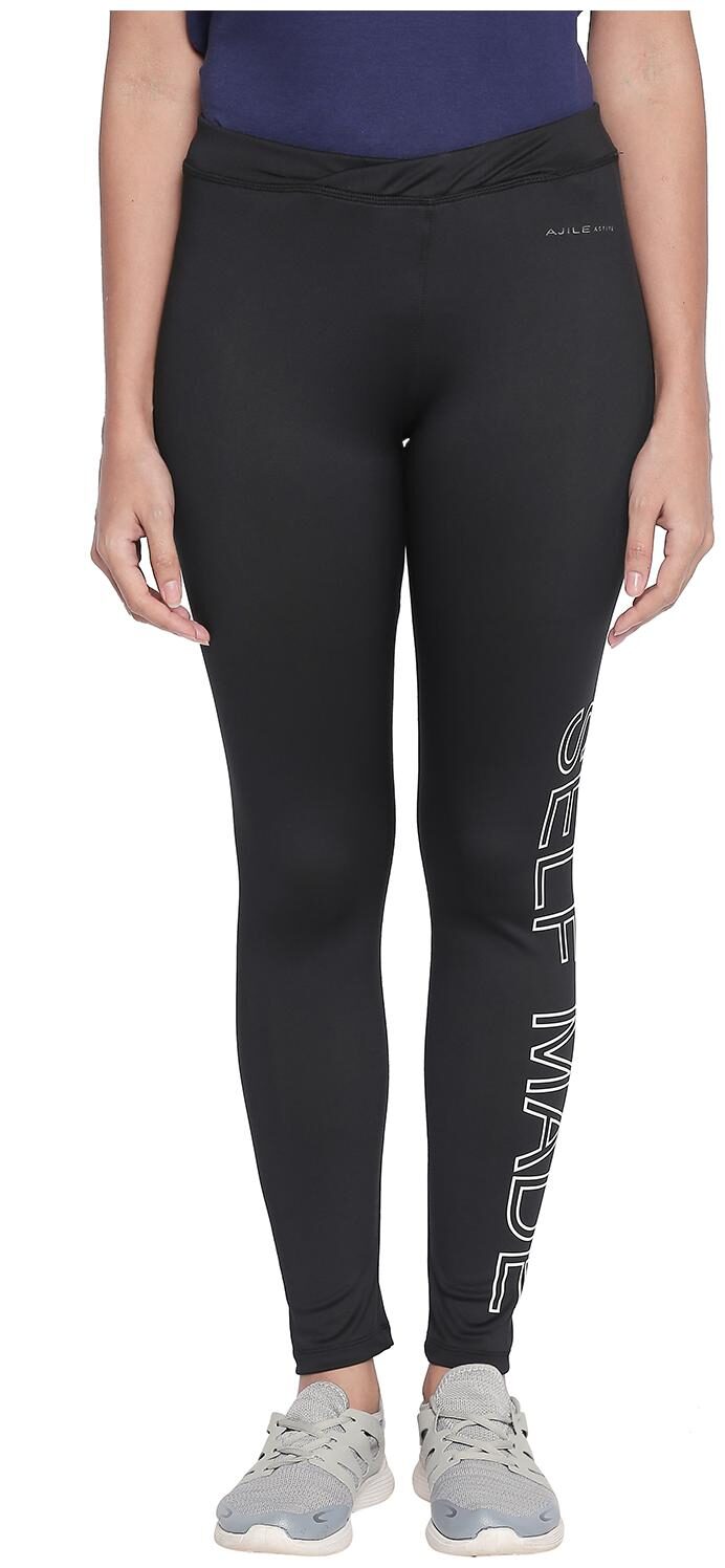 

Ajile By Pantaloons Women Regular fit Blended Printed Track pants - Black