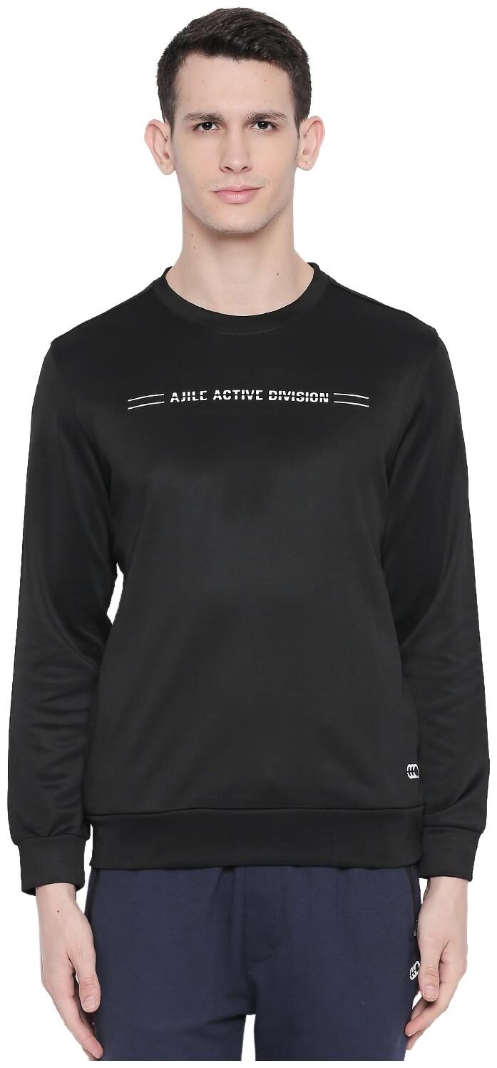 

Ajile By Pantaloons Polyester Solid Men Black Sweatshirt