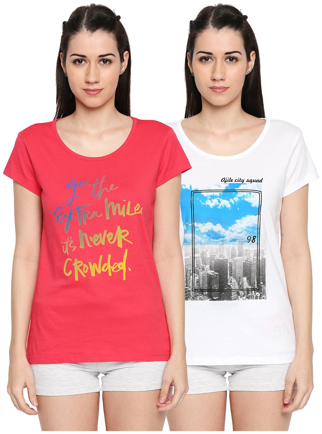 

Ajile By Pantaloons Women Multi Regular fit Round neck Cotton T shirt