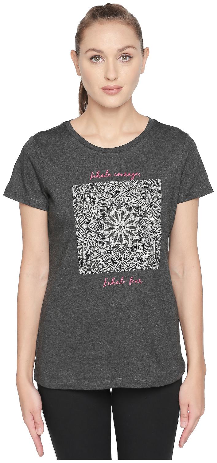 

Ajile By Pantaloons Women Grey Regular fit Round neck Cotton T shirt