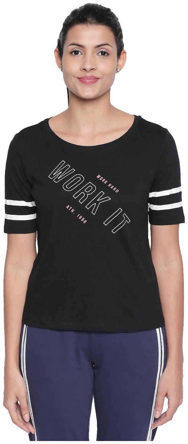 

Ajile By Pantaloons Women Black Regular fit Round neck Cotton T shirt