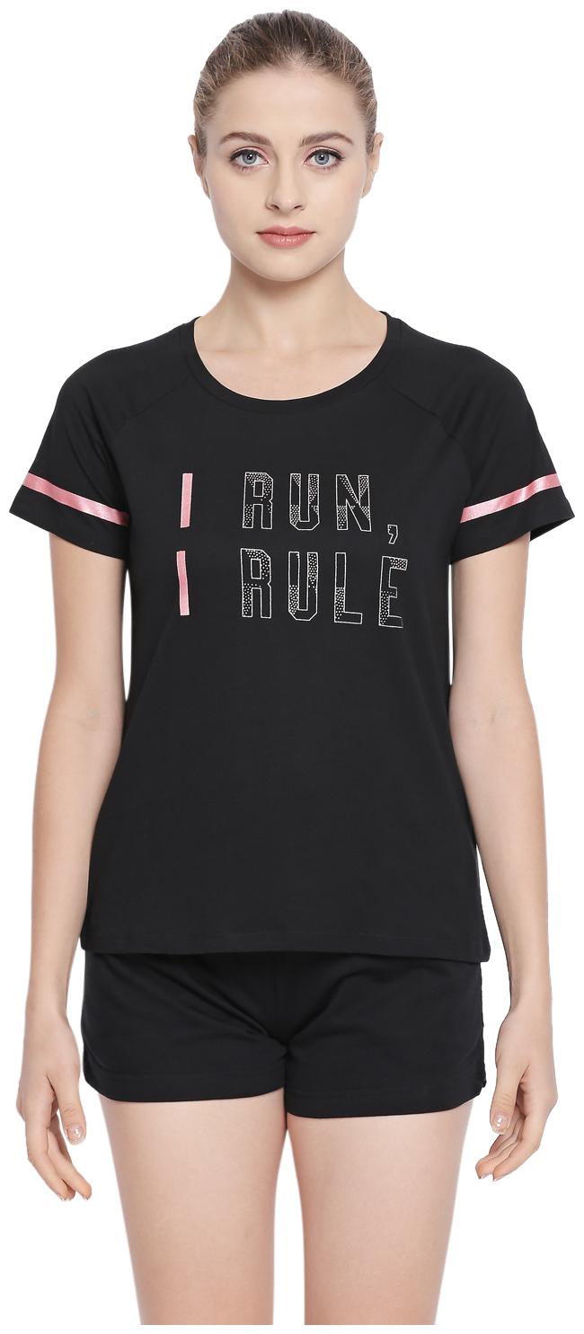 

Ajile By Pantaloons Women Black Regular fit Round neck Cotton T shirt