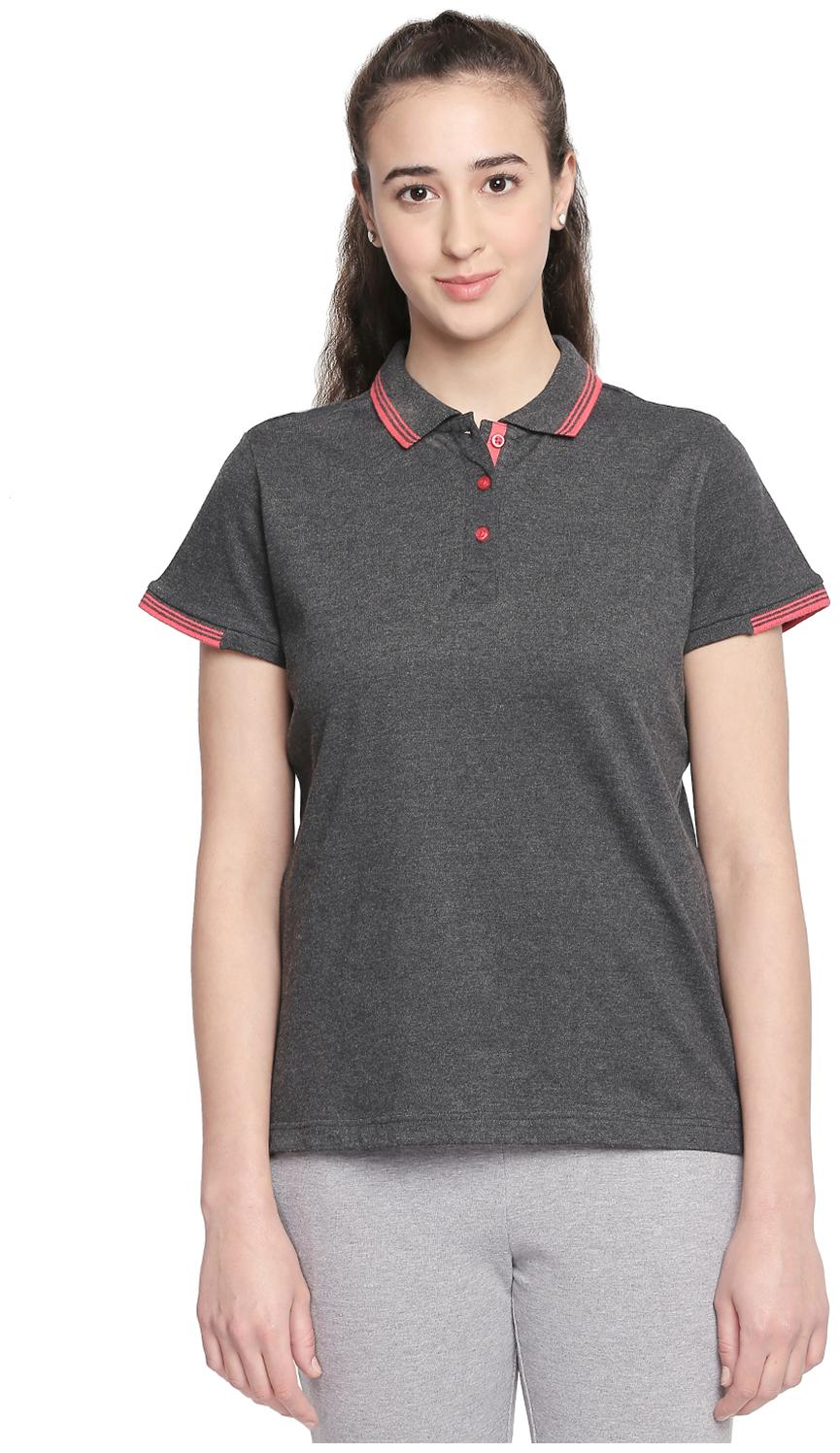 

Ajile By Pantaloons Women Black Regular fit Polo neck Cotton T shirt