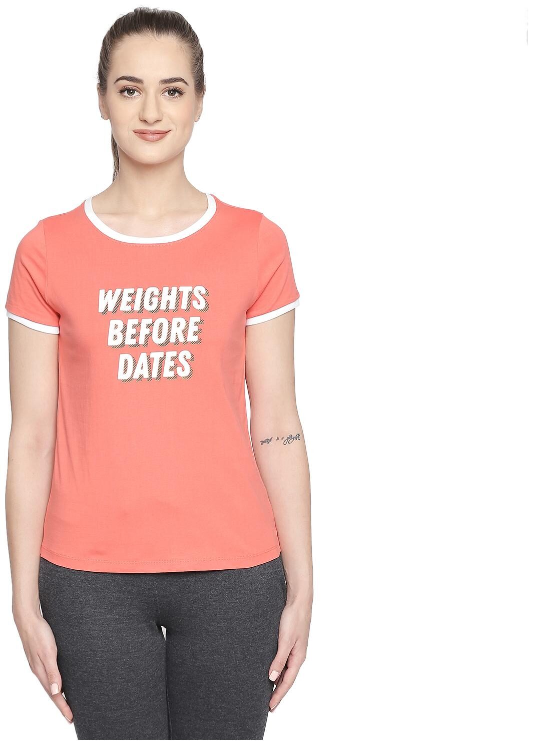 

Ajile By Pantaloons Women Orange Regular fit Round neck Cotton T shirt