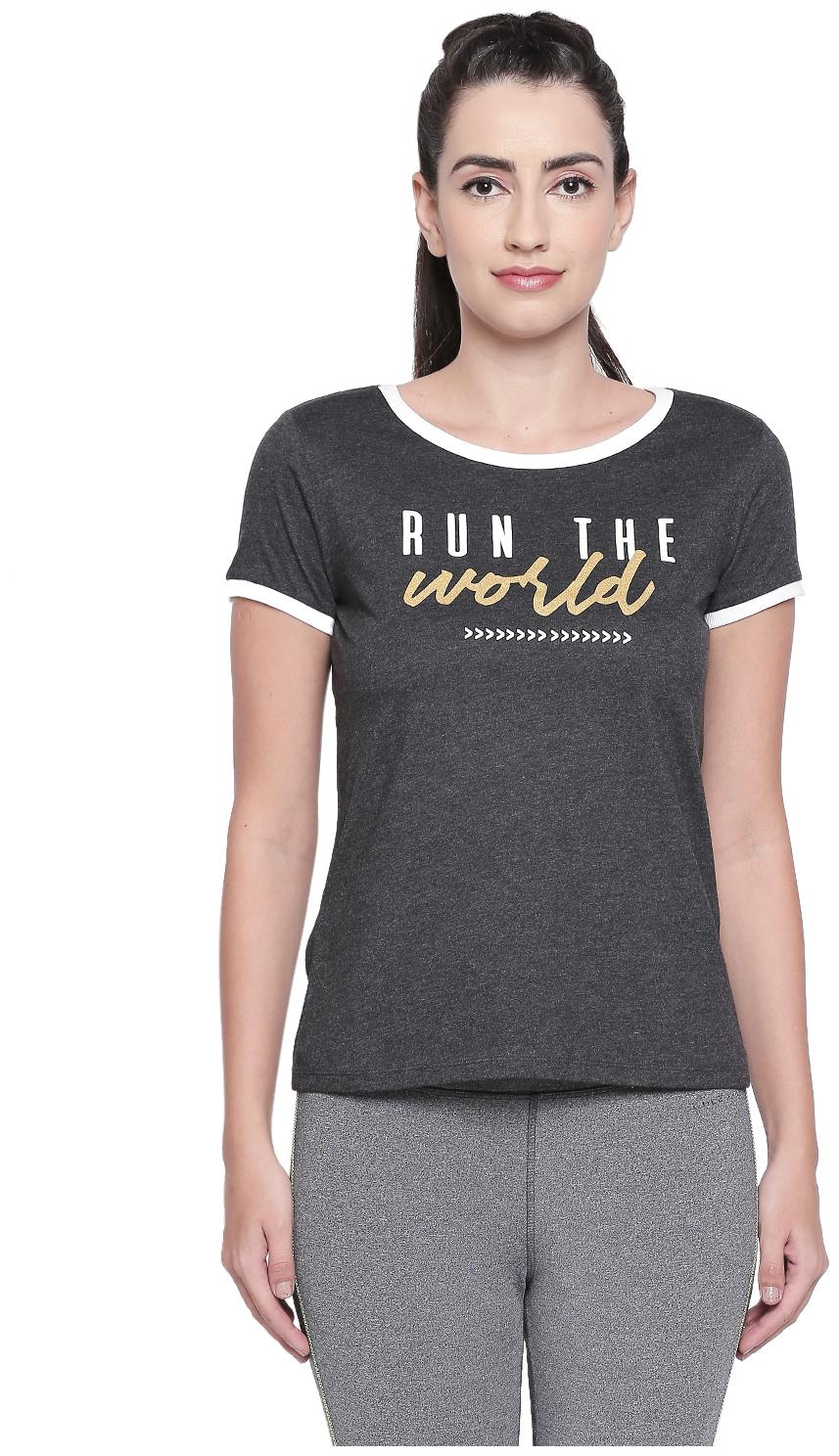 

Ajile By Pantaloons Women Grey Regular fit Round neck Blended T shirt