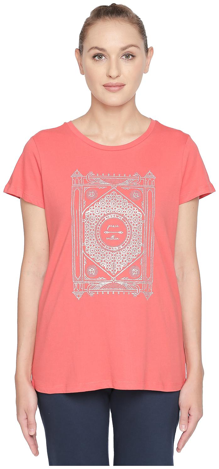

Ajile By Pantaloons Women Orange Regular fit Round neck Cotton T shirt