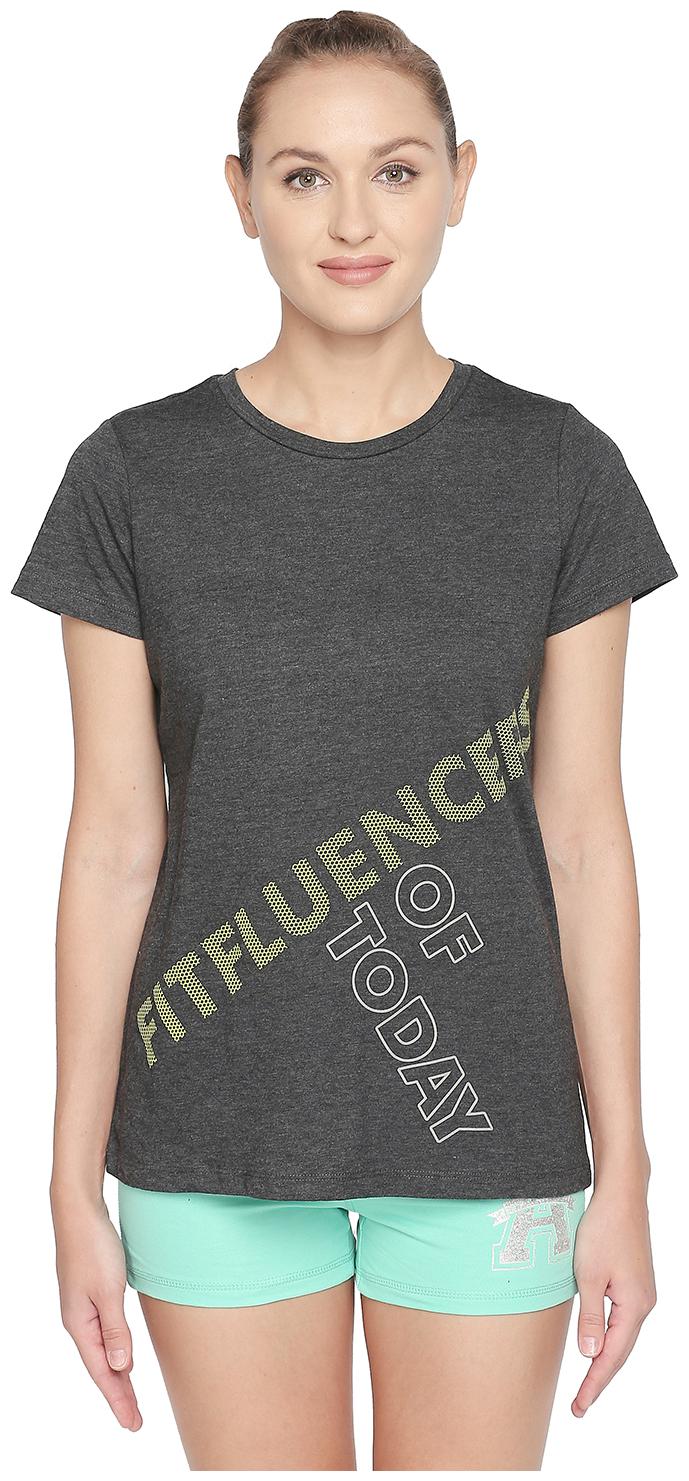 

Ajile By Pantaloons Women Grey Regular fit Round neck Cotton T shirt