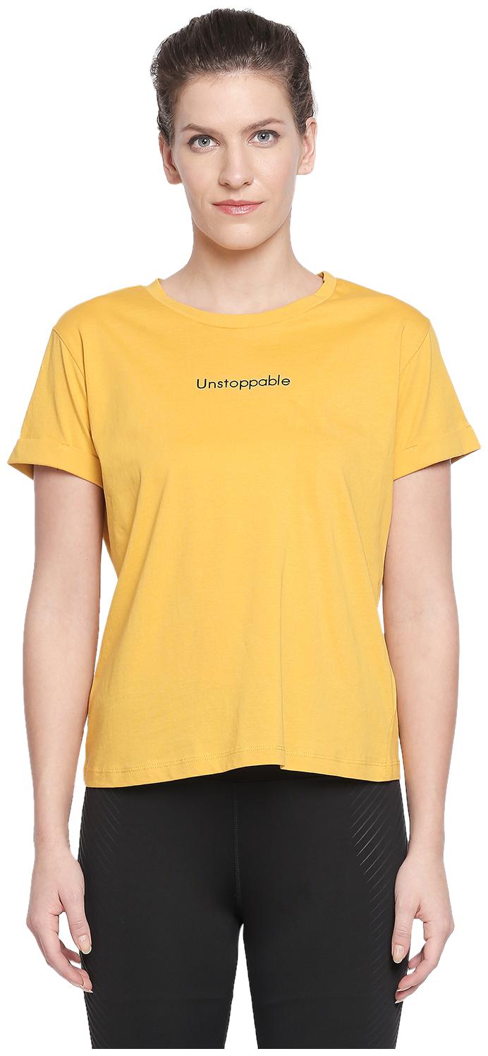 

Ajile By Pantaloons Women Yellow Regular fit Round neck Cotton T shirt